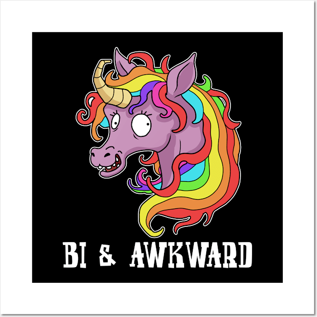 Bisexual Pride Women Bi And Awkward LGBTQ Bi Pride Wall Art by PomegranatePower